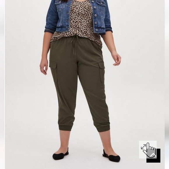 TORRID Olive Green cargo ankle jogger pants  size 1x - Picture 5 of 8